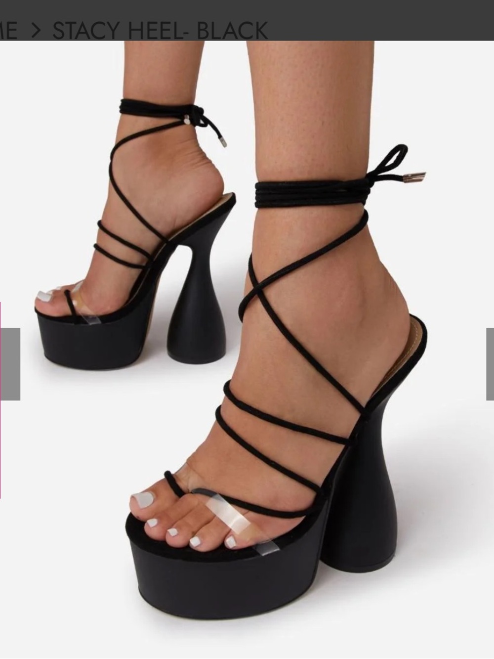 Fashion Nova Sweet Tooth Black Platform Lace-Up High Heel Sandals